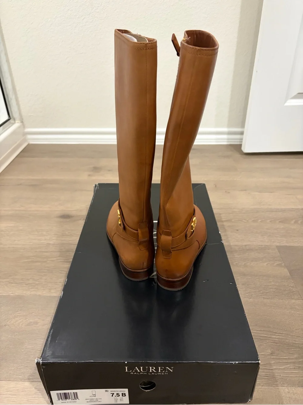 Ralph Lauren Cognac Leather Over-the-Knee Riding Boots